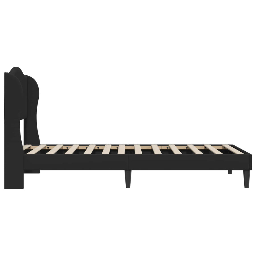 Bed Frame with Headboard Black 107 x 203 cm Faux Leather