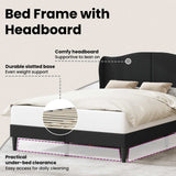 Bed Frame with Headboard Black 137 x 190 cm Faux Leather - Low Angle
