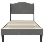 Bed Frame with Headboard Dark Grey 107 x 203 cm Velvet