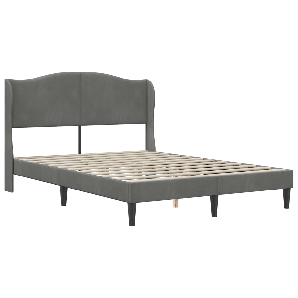 Bed Frame with Headboard Dark Grey 137 x 190 cm Velvet