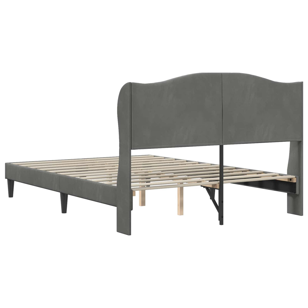 Bed Frame with Headboard Dark Grey 137 x 190 cm Velvet