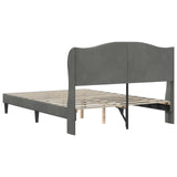 Bed Frame with Headboard Dark Grey 137 x 190 cm Velvet - Rear View