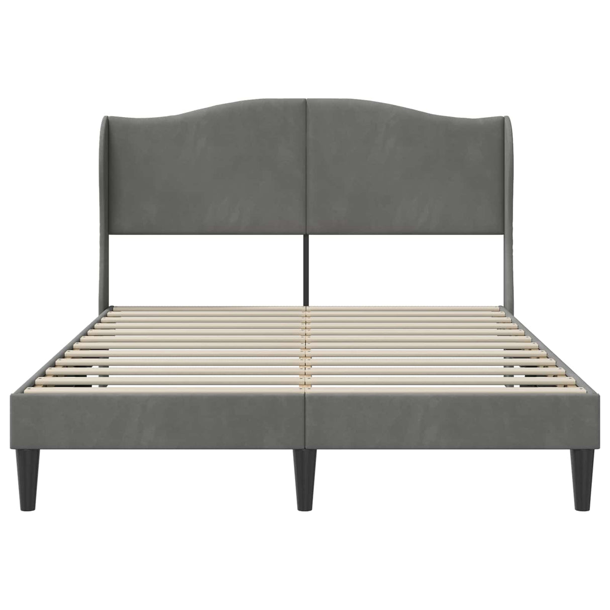 Bed Frame with Headboard Dark Grey 137 x 190 cm Velvet