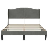 Bed Frame with Headboard Dark Grey 137 x 190 cm Velvet