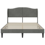 Bed Frame with Headboard Dark Grey 152 x 203 cm Velvet
