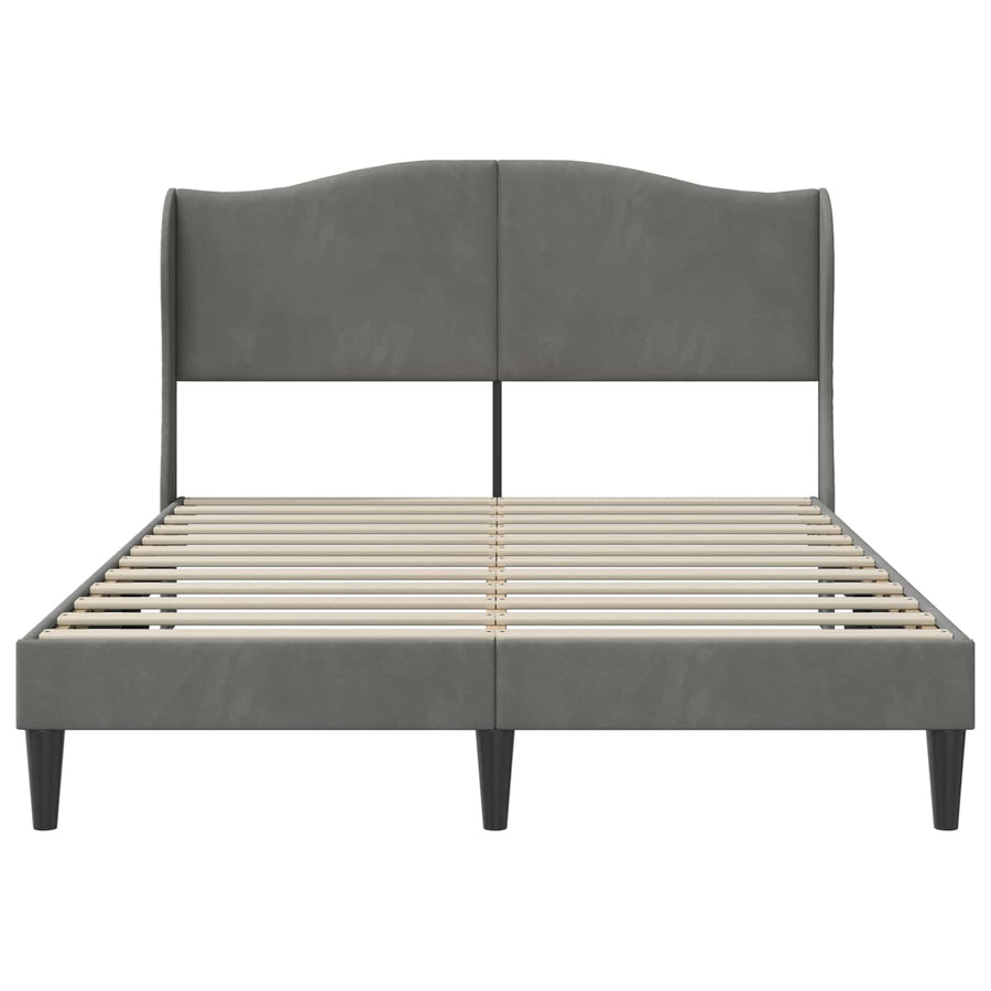 Bed Frame with Headboard Dark Grey 152 x 203 cm Velvet