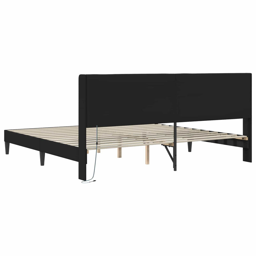 Bed Frame with LED Strip Lights Black 180 x 200 cm Faux Leather