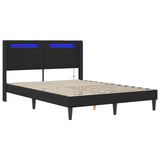 Bed Frame with LED Strip Lights Black 137 x 190 cm Faux Leather - Top-Down View