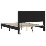 Bed Frame with LED Strip Lights Black 137 x 190 cm Faux Leather - Close-Up Angle