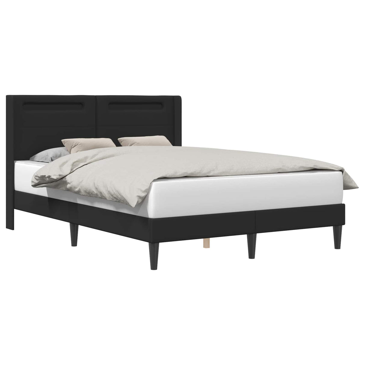 Bed Frame with LED Strip Lights Black 137 x 190 cm Faux Leather