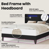 Bed Frame with LED Strip Lights Black 153 x 203 cm Faux Leather