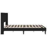 Bed Frame with LED Strip Lights Black 153 x 203 cm Faux Leather - Rear View