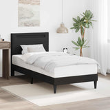 Bed Frame with LED Strip Lights Black 90 x 190 cm Faux Leather