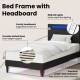 Bed Frame with LED Strip Lights Black 90 x 190 cm Faux Leather - Low Angle