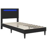 Bed Frame with LED Strip Lights Black 90 x 190 cm Faux Leather - Top-Down View