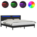Bed Frame with LED Strip Lights Black 180 x 200 cm Faux Leather - Front View