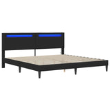 Bed Frame with LED Strip Lights Black 180 x 200 cm Faux Leather - Top-Down View