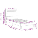 Bed Frame with LED Strip Lights Black 107 x 203 cm Faux Leather