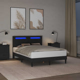 Bed Frame with LED Strip Lights Black 137 x 190 cm Faux Leather - Top-Down View
