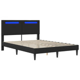 Bed Frame with LED Strip Lights Black 137 x 190 cm Faux Leather - 45-Degree Angle