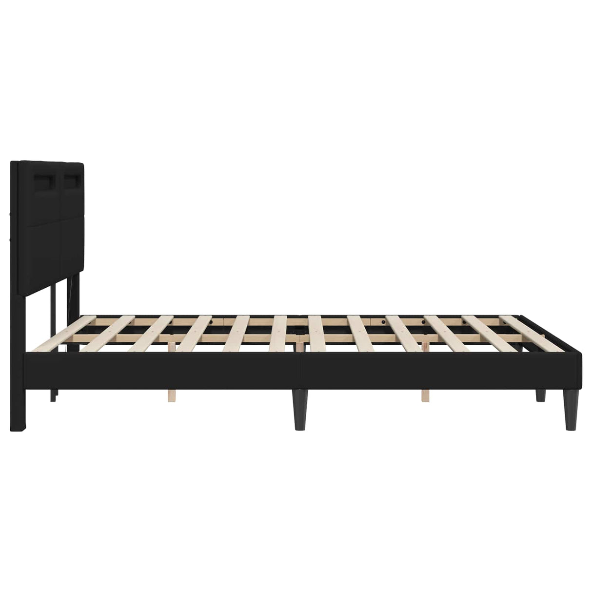 Bed Frame with LED Strip Lights Black 137 x 190 cm Faux Leather