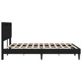 Bed Frame with LED Strip Lights Black 137 x 190 cm Faux Leather - Close-Up Angle