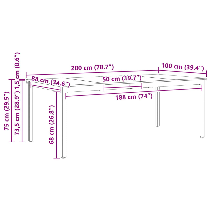 Dining Table Natural 200 x 100 x 75 cm Solid Pine Wood