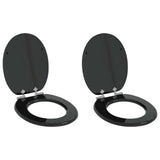 Soft-Close Toilet Seat 2 pcs Black 44 x 38 cm MDF board
