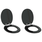 Toilet Seat 2 pcs Black 44 x 38 cm Engineered Wood