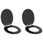 Toilet Seat 2 pcs Black 44 x 38 cm Engineered Wood