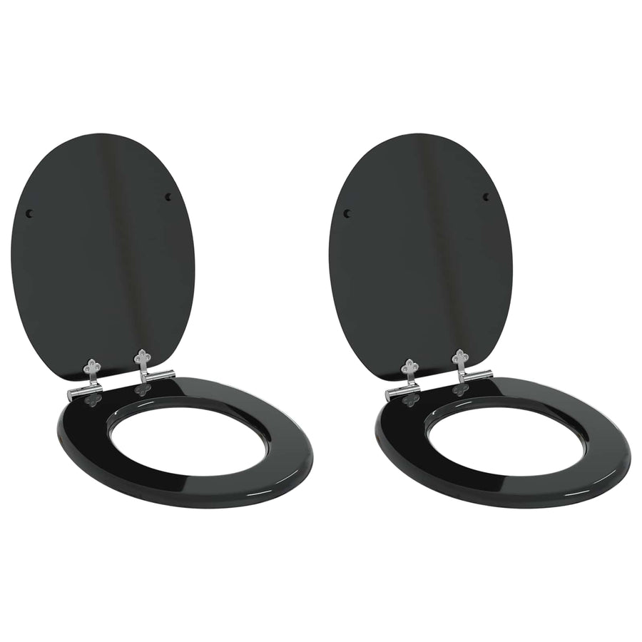 Toilet Seat 2 pcs Black 44 x 38 cm Engineered Wood
