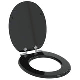 Soft-Close Toilet Seat 2 pcs Black 44 x 38 cm MDF board - Side View