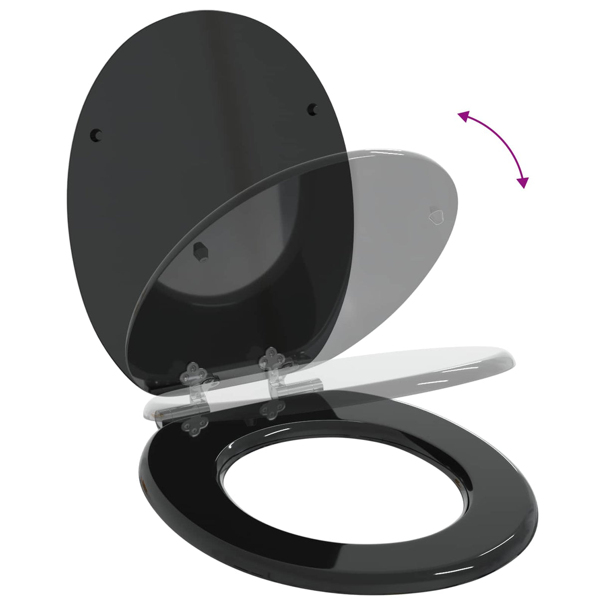 Soft-Close Toilet Seat 2 pcs Black 44 x 38 cm MDF board