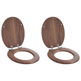 Soft-Close Toilet Seat 2 pcs Brown 44 x 38 cm MDF board