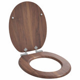 Soft-Close Toilet Seat 2 pcs Brown 44 x 38 cm MDF board - Side View