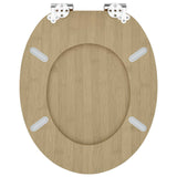 Soft-Close Toilet Seat 2 pcs Light Bamboo Color 44 x 38 cm
