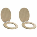 Toilet Seat 2 pcs Light Bamboo Color 44 x 38 cm Engineered Wood