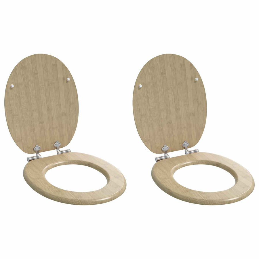 Toilet Seat 2 pcs Light Bamboo Color 44 x 38 cm Engineered Wood