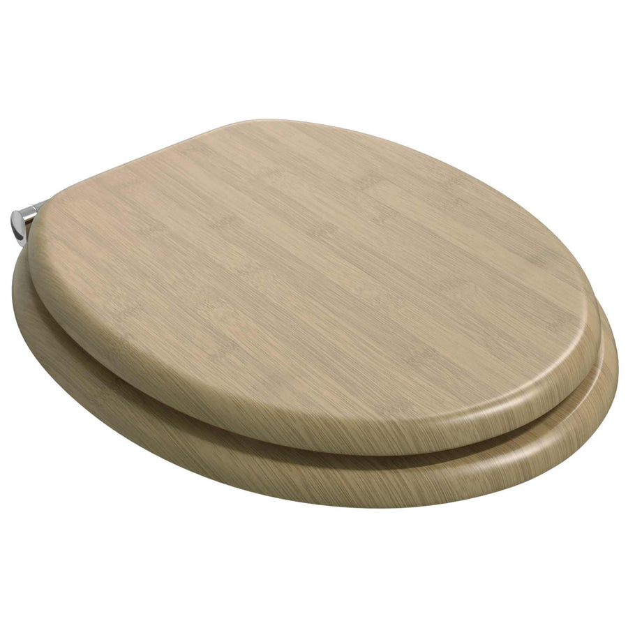 Toilet Seat 2 pcs Light Bamboo Color 44 x 38 cm Engineered Wood