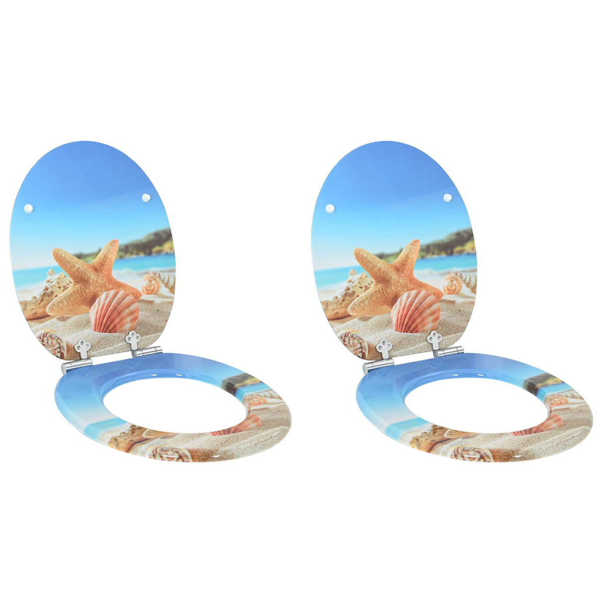 Soft-Close Toilet Seat 2 pcs Sea Muschel 44 x 38 cm MDF board