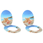 Toilet Seat 2 pcs Sea Muschel 44 x 38 cm Engineered Wood