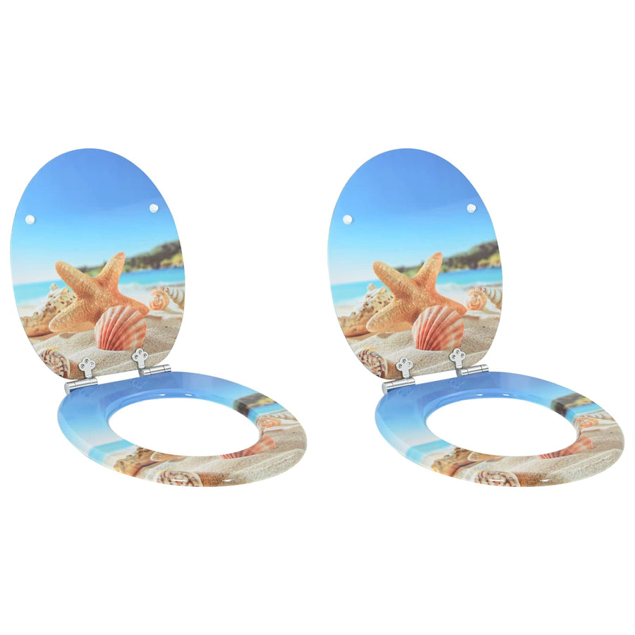 Toilet Seat 2 pcs Sea Muschel 44 x 38 cm Engineered Wood