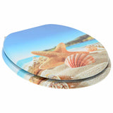 Soft-Close Toilet Seat 2 pcs Sea Muschel 44 x 38 cm MDF board - Front View
