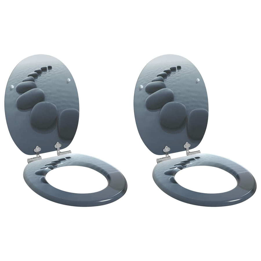 Toilet Seat 2 pcs Grey 44 x 38 cm Engineered Wood
