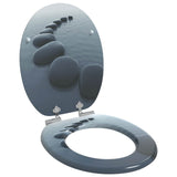 Soft-Close Toilet Seat 2 pcs Grey 44 x 38 cm MDF board - Side View