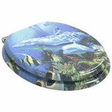 Soft-Close Toilet Seat 2 pcs Blue 44 x 38 cm MDF board - Front View