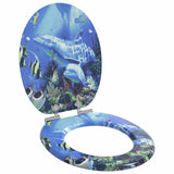 Soft-Close Toilet Seat 2 pcs Blue 44 x 38 cm MDF board - Side View