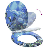 Soft-Close Toilet Seat 2 pcs Blue 44 x 38 cm MDF board - Extra Image