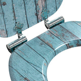 Soft-Close Toilet Seat 2 pcs Blue 44 x 38 cm MDF board - Rear View