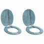 Toilet Seat 2 pcs Blue 44 x 38 cm Engineered Wood